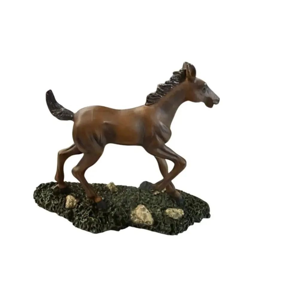 Galloping Horse Figurine Brown Resin 5.5" by 4"